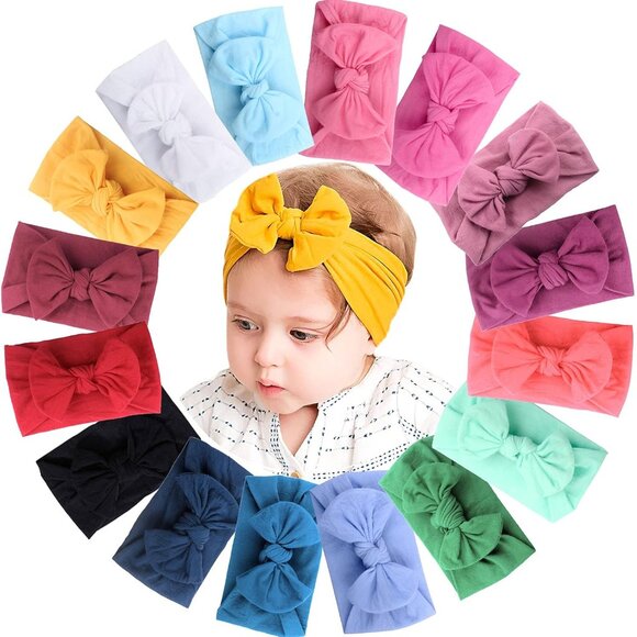 Dazzling 16-Color Headbands for Infants with 4.5-Inch Stylish Bow Accents - Picture 1 of 9